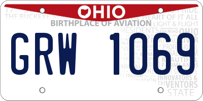 OH license plate GRW1069