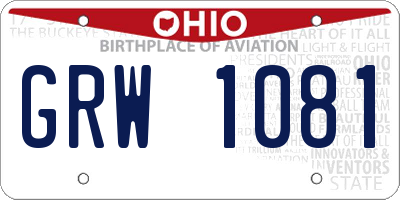 OH license plate GRW1081