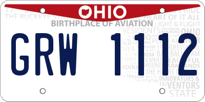 OH license plate GRW1112