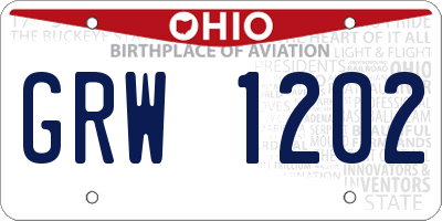 OH license plate GRW1202
