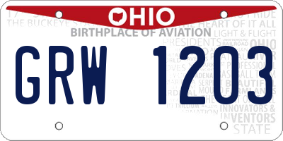 OH license plate GRW1203