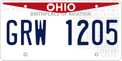 OH license plate GRW1205