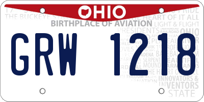 OH license plate GRW1218