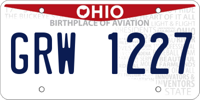 OH license plate GRW1227
