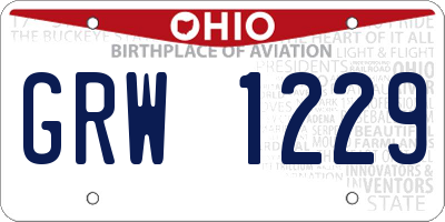 OH license plate GRW1229