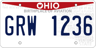 OH license plate GRW1236
