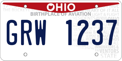 OH license plate GRW1237
