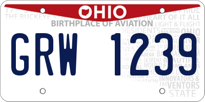 OH license plate GRW1239