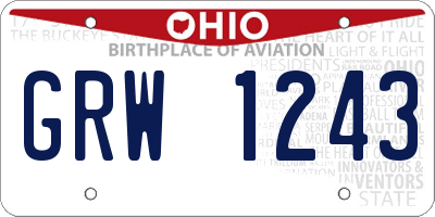 OH license plate GRW1243