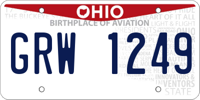 OH license plate GRW1249
