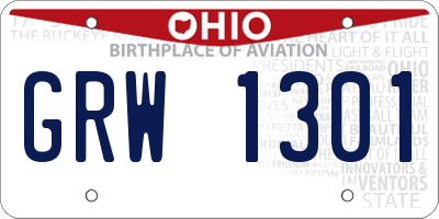 OH license plate GRW1301