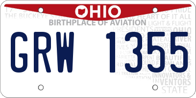 OH license plate GRW1355