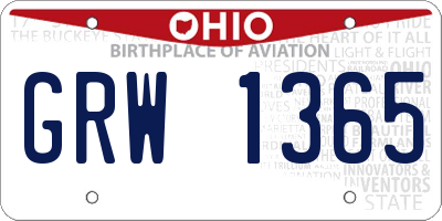 OH license plate GRW1365