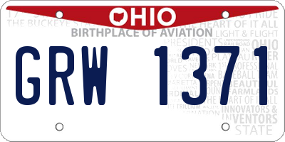 OH license plate GRW1371