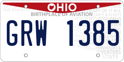 OH license plate GRW1385