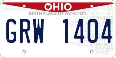 OH license plate GRW1404