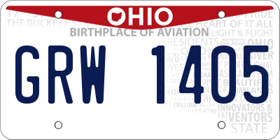 OH license plate GRW1405