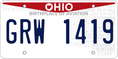 OH license plate GRW1419