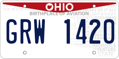 OH license plate GRW1420