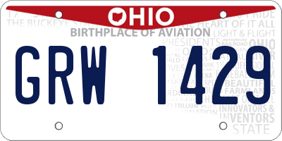 OH license plate GRW1429