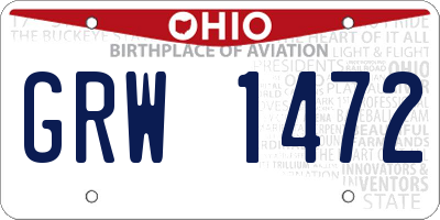 OH license plate GRW1472
