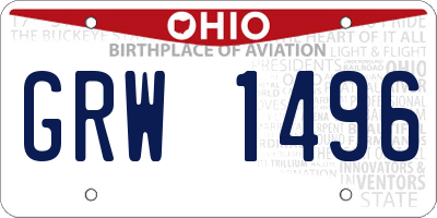 OH license plate GRW1496
