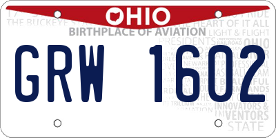 OH license plate GRW1602
