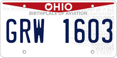 OH license plate GRW1603