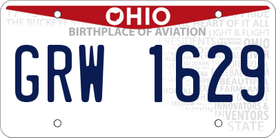 OH license plate GRW1629