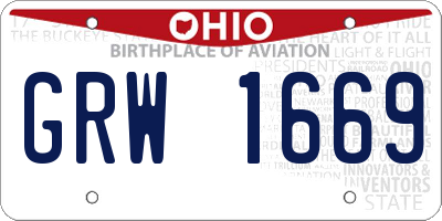 OH license plate GRW1669