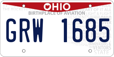 OH license plate GRW1685