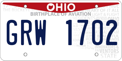 OH license plate GRW1702