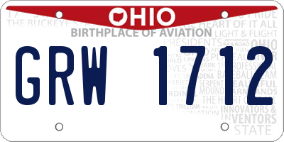 OH license plate GRW1712