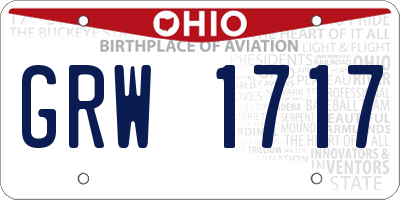 OH license plate GRW1717