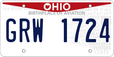 OH license plate GRW1724