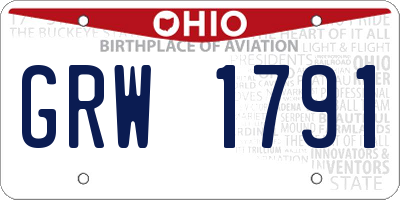 OH license plate GRW1791
