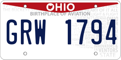 OH license plate GRW1794