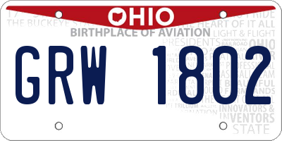 OH license plate GRW1802