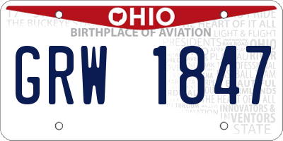 OH license plate GRW1847