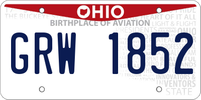 OH license plate GRW1852