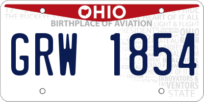 OH license plate GRW1854