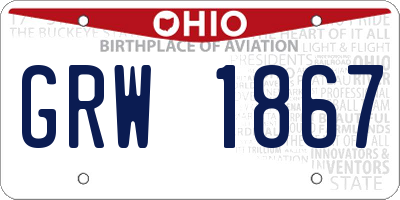 OH license plate GRW1867