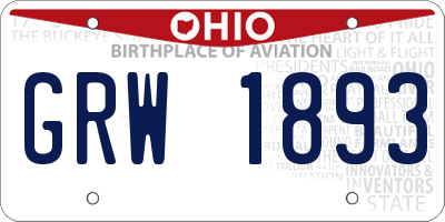 OH license plate GRW1893