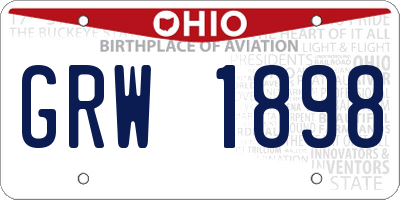 OH license plate GRW1898