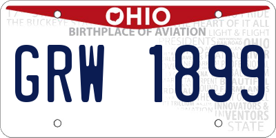 OH license plate GRW1899