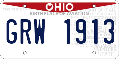 OH license plate GRW1913