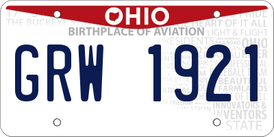 OH license plate GRW1921