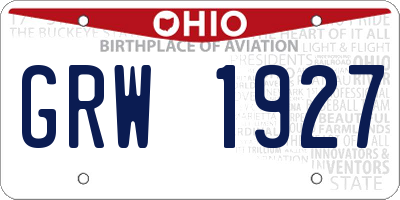 OH license plate GRW1927