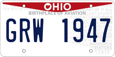 OH license plate GRW1947