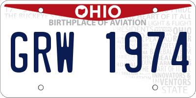 OH license plate GRW1974